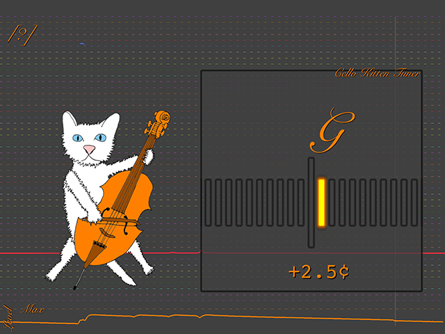 Screenshot of Cello Kitten Tuner on the iPad