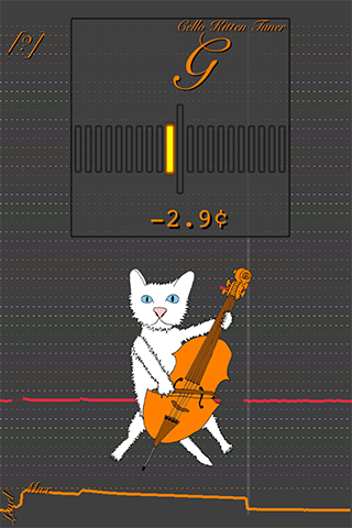 Screenshot of Cello Kitten Tuner on the iPhone
